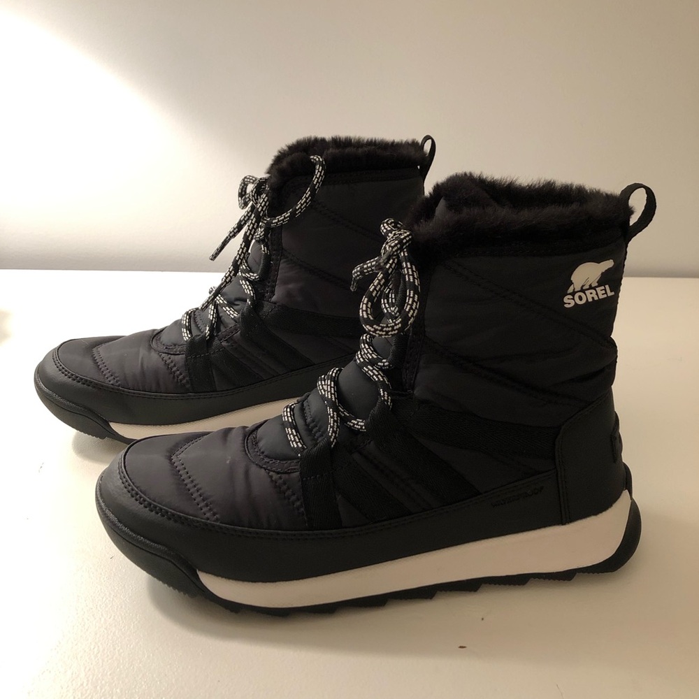SOREL Black Whitney II Faux Fur Trimmed Ankle Boot